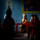 A schoolboy awaits his turn to perform in New Delhi.